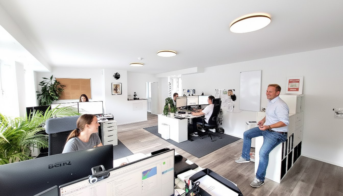 Direkte Zusammenarbeit im Team bei gmfmedien